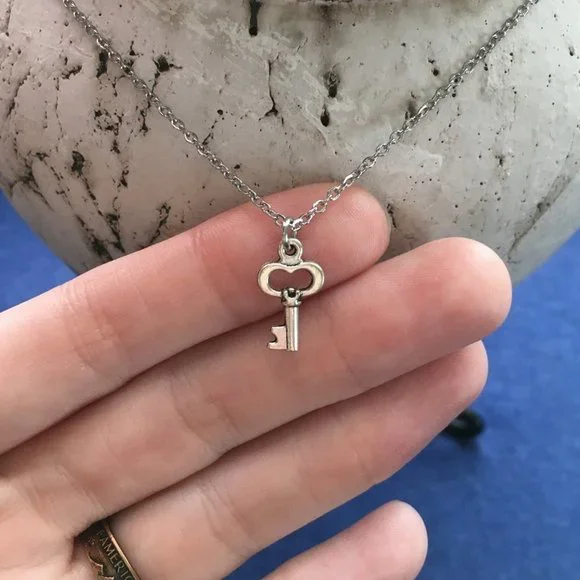 🗝️ Skeleton Key Charm Necklace Tibetan Silver Stainless Steel Handmade 4for$20 - Picture 5 of 8